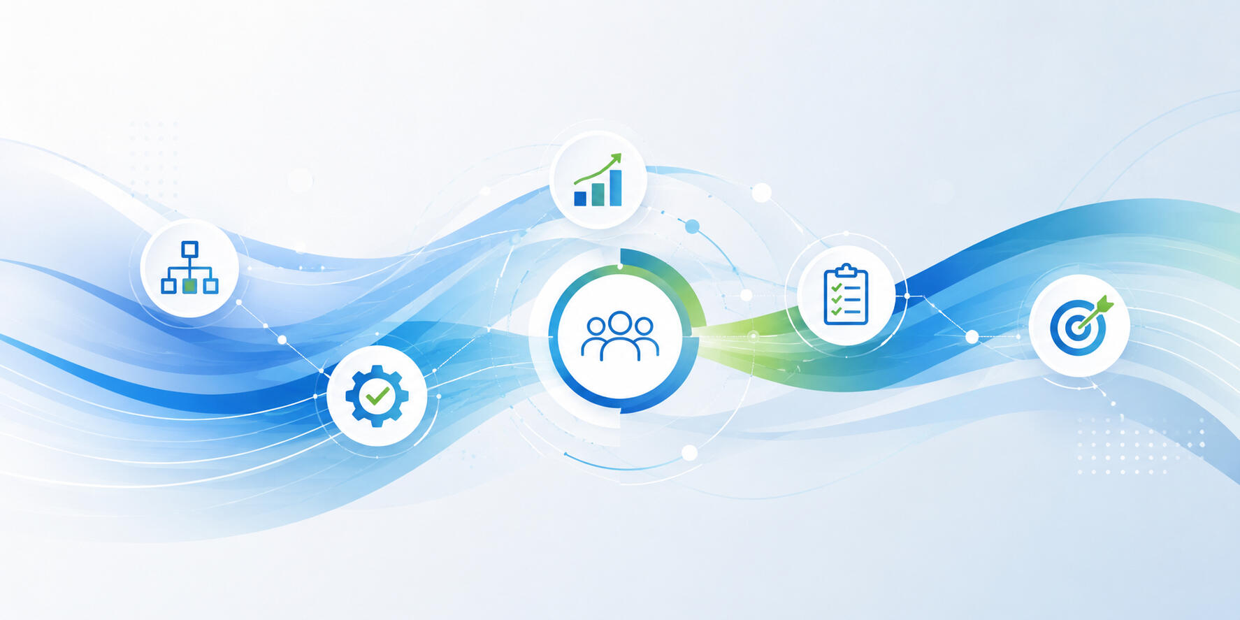 Hero Abstract illustration representing enterprise process management, business architecture, process governance, operating models and continuous improvement.